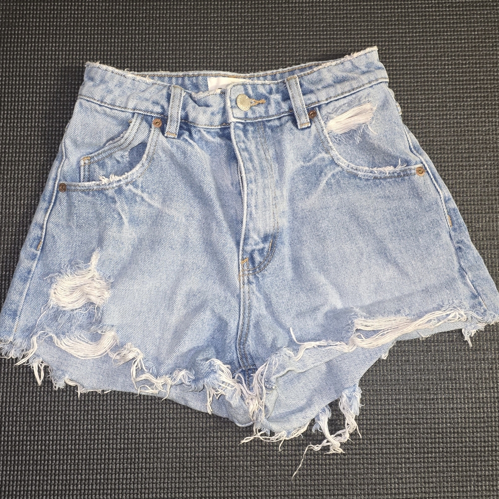 ROLLA'S Blue Distressed Jean Shorts High-Waisted